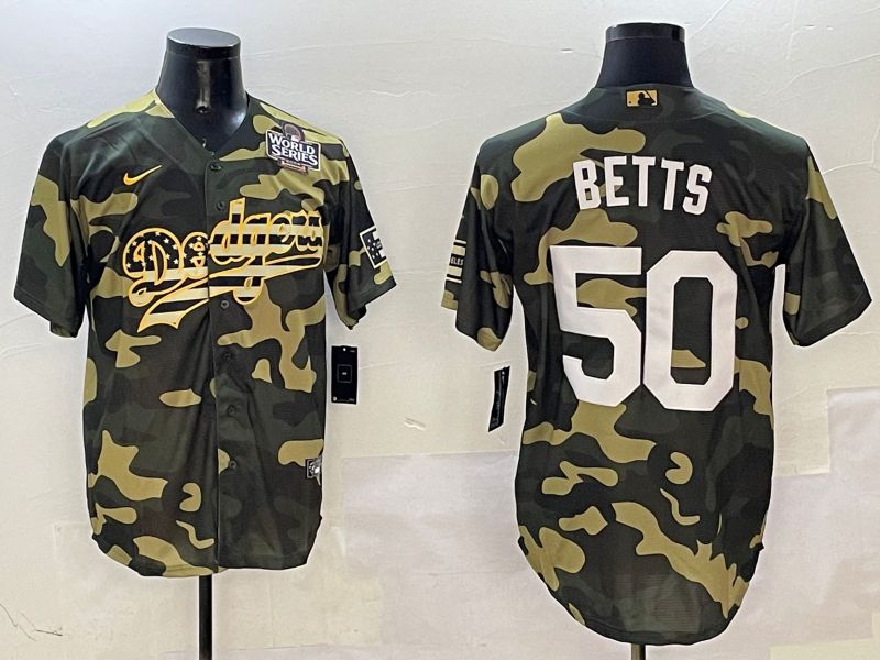 Men Los Angeles Dodgers #50 Betts Camo Joint Name 2025 Nike MLB Jersey style 5